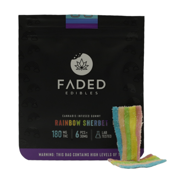 Faded Edibles – Rainbow Sherbet – 180mg | Herbal Dispatch Canada