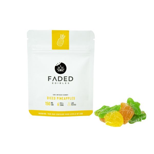 Faded Edibles – CBD 150mg Diced Pineapples | Herbal Dispatch Canada