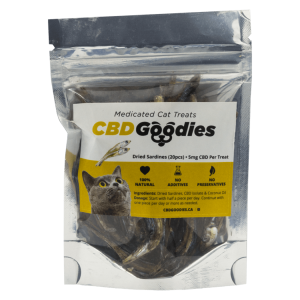 CBD Goodies – Medicated Cat Treats – Dried Sardines – 100mg CBD | Herbal Dispatch Canada