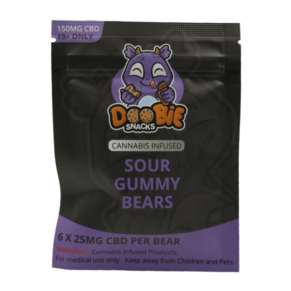 Doobie Snacks – CBD Sour Gummy Bears – 150mg CBD | Herbal Dispatch Canada