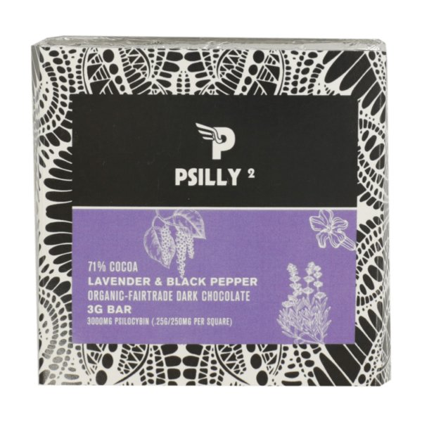 Psilly – Dark Chocolate Bar – Lavender & Black Pepper | Herbal Dispatch Canada