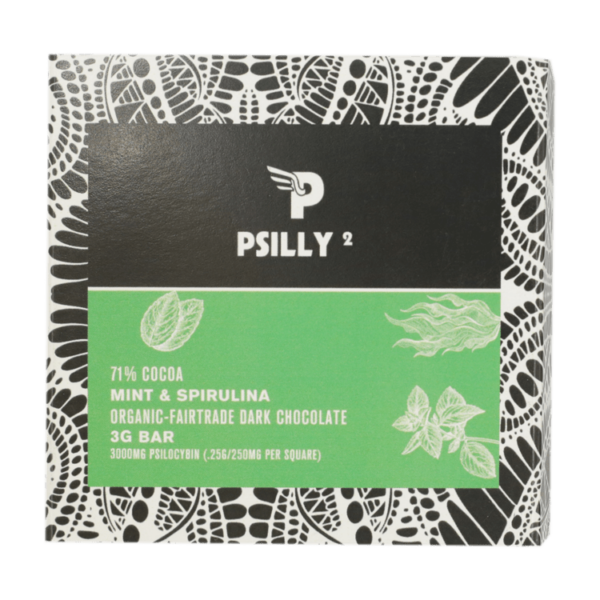 Psilly – Dark Chocolate Bar – Mint & Spirulina | Herbal Dispatch Canada
