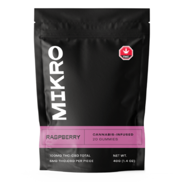 Mikro – 1:1 THC/CBD Gummies – 100mg – Raspberry | Herbal Dispatch Canada