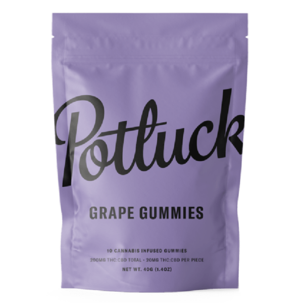 Potluck Extracts – Grape Gummies (1:1) – 100mg THC / 100mg CBD | Herbal Dispatch Canada