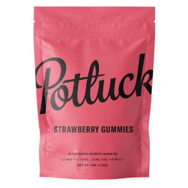 Potluck Extracts – Strawberry Gummies – 200mg THC | Herbal Dispatch Canada