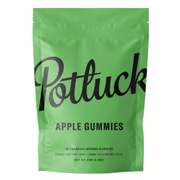 Potluck Extracts – Apple Gummies (1:1) – 100mg THC / 100mg CBD | Herbal Dispatch Canada