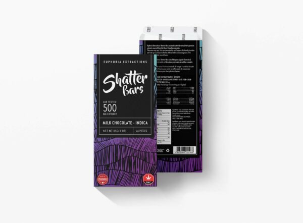 Euphoria Extractions – 500mg Shatter Bars – Milk Chocolate (Indica) | Herbal Dispatch Canada